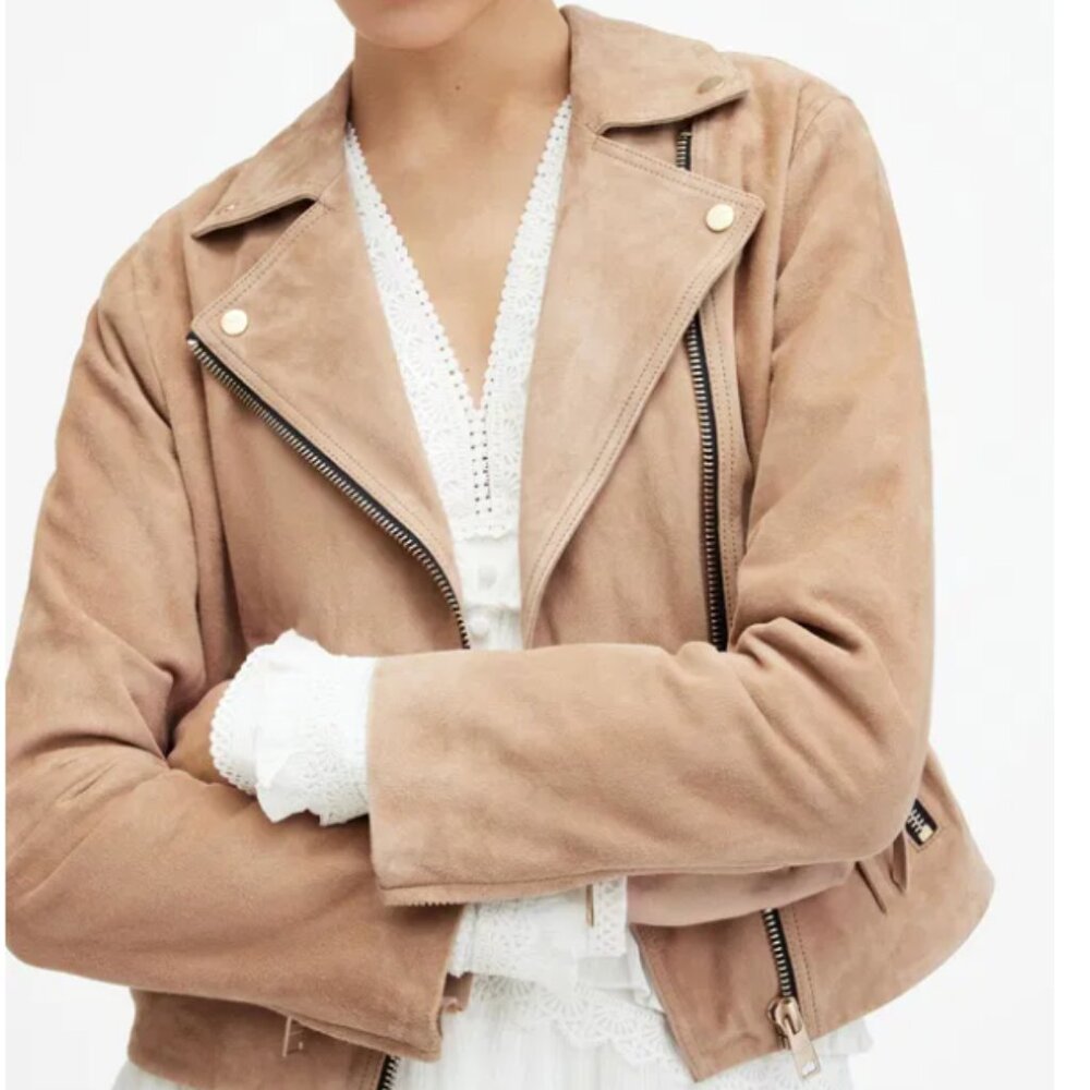NWOT All Saints Dalby Biker Jacket - Sz 4 - Picture 6 of 6